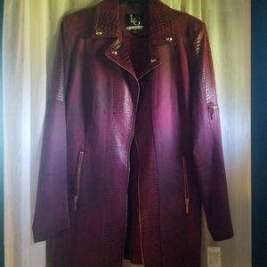 Maroon sued jacket with snake skin trim
